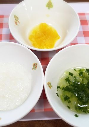＊離乳食中期＊青梗菜のスープ・オレンジ-レシピのメイン写真