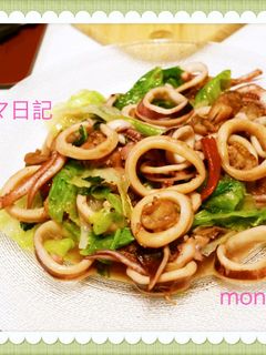 「イカとベビーホタテのバジル炒め」-レシピのメイン写真