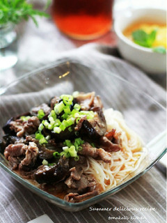 暑い日に!なすと豚肉のスタミナそうめん-レシピのメイン写真
