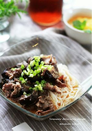 暑い日に！なすと豚肉のスタミナそうめん-レシピのメイン写真