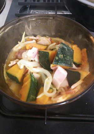 かぼちゃと玉ねぎとベーコンの炊いたん-レシピのメイン写真