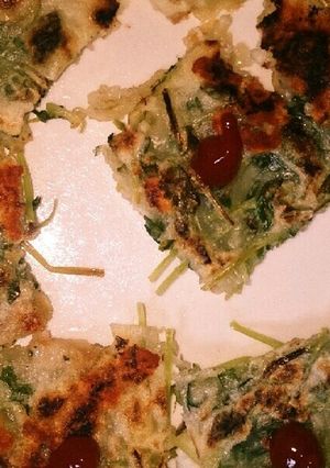 豆苗でちぢみ風に☆-レシピのメイン写真