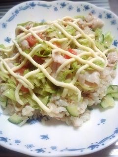 簡単☆冷しゃぶサラダ寿司♪-レシピのメイン写真