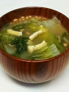 レタスと油揚げの納豆味噌汁-レシピのメイン写真