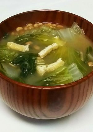 レタスと油揚げの納豆味噌汁-レシピのメイン写真