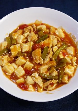 簡単！豆腐と鶏肉のチリソース炒め-レシピのメイン写真