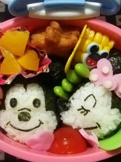 キャラ弁 ラブラブ♡ミッキー&ミニー-レシピのメイン写真