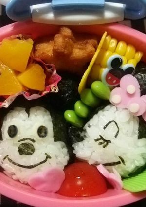 キャラ弁 ラブラブ♡ミッキー&ミニー-レシピのメイン写真