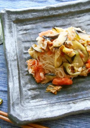 トマトと茄子の味噌そうめんチャンプルー-レシピのメイン写真