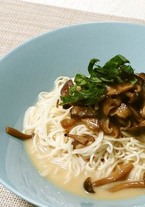 甘辛きのこの胡麻豆乳ぶかっけそうめん-レシピのメイン写真