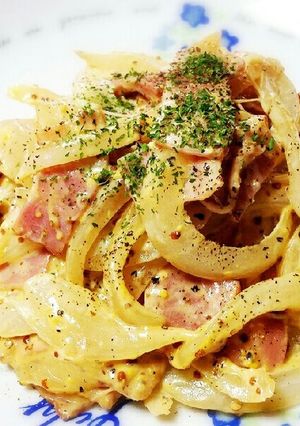 玉ねぎとベーコンだけ！粒マスタード炒め-レシピのメイン写真