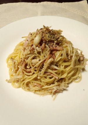 えのきとベーコンの白だしで和風パスタ-レシピのメイン写真