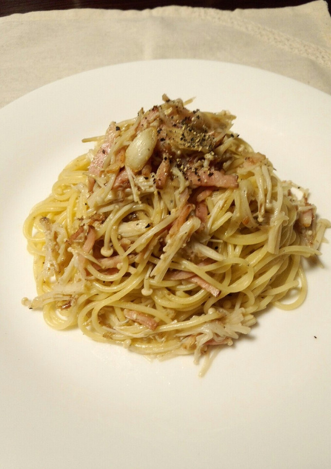 えのきとベーコンの白だしで和風パスタ-レシピのメイン写真