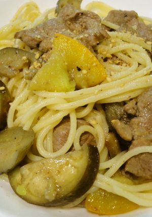 豚肉とナスの胡麻だれスパゲティ-レシピのメイン写真