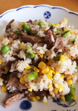お弁当ランチ 枝豆 コーン 豚 の焼き飯-レシピのメイン写真