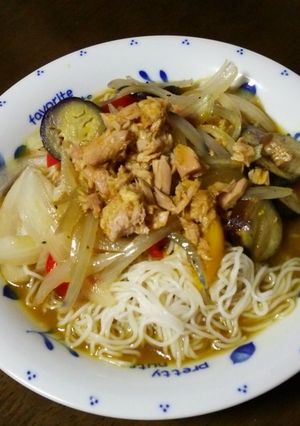 シーチキンと夏野菜のカレーソーメン-レシピのメイン写真