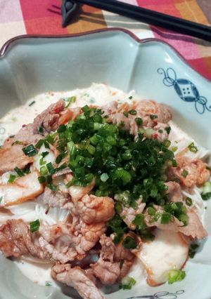 ミルクでマイルド♪ブタキムぶっかけ素麺-レシピのメイン写真