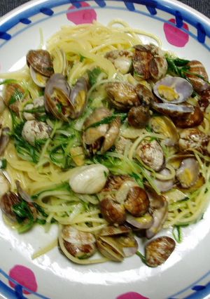 超自己流あさりのパスタ（水菜入り）-レシピのメイン写真