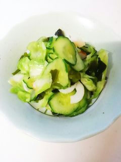きゅうりとキャベちくわかめの酢の物☆-レシピのメイン写真