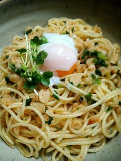 揚げ玉で美味*温玉パスタ♪-レシピのメイン写真