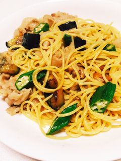 揚げナスと豚バラの和風パスタ-レシピのメイン写真