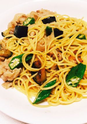 揚げナスと豚バラの和風パスタ-レシピのメイン写真