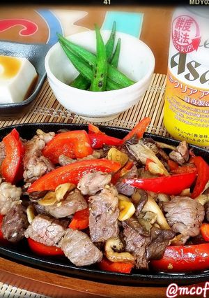 牛ステーキ肉とパプリカのレモポン炒め♪-レシピのメイン写真
