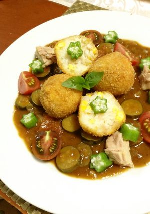 シーチキン入りライスボールの夏野菜カレー-レシピのメイン写真