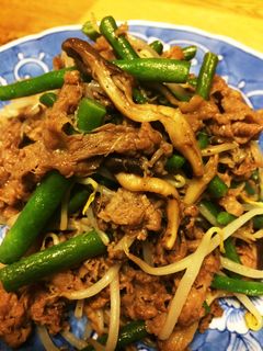 いんげんヒラタケの肉炒め-レシピのメイン写真