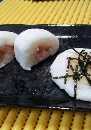 梅干しのご飯大福とご飯大福生お煎餅-レシピのメイン写真