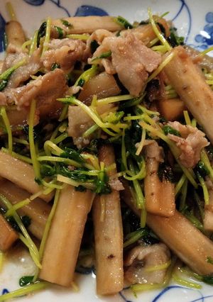 牛蒡と豆苗の♪豚バラ中華炒め-レシピのメイン写真