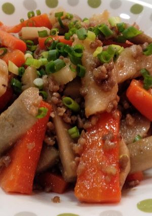 豚ミンチとポン酢で♪長芋と牛蒡の甘辛煮-レシピのメイン写真