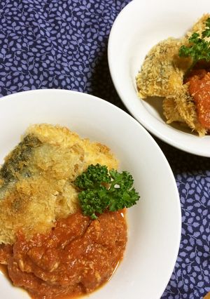 ✿秋刀魚フライ❀トマトチーズソースがけ✿-レシピのメイン写真