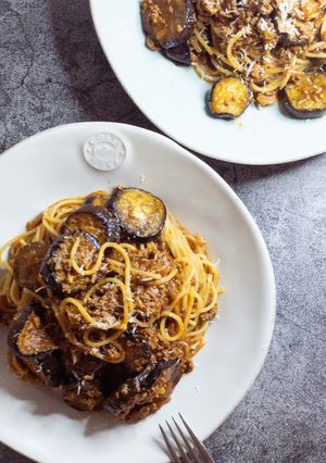 茄子と挽肉のトマトパスタ-レシピのメイン写真