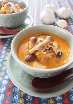 きのこたっぷりチゲ風スープ　ごま風味-レシピのメイン写真