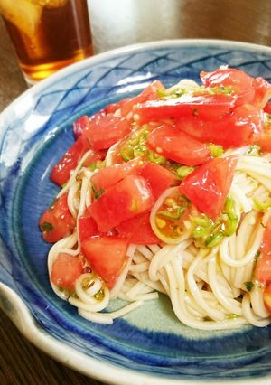 混ぜるだけ!!夏野菜の冷や麦-レシピのメイン写真