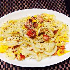 簡単ランチに！濃厚カルボナーラうどん♪-レシピのメイン写真