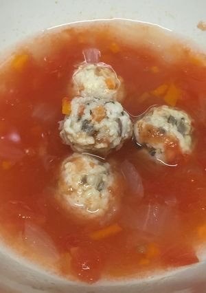 離乳食後期 ミニ鶏団子のトマトスープ-レシピのメイン写真