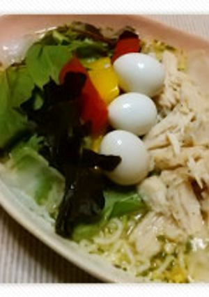 冷やしバジルチキン☆塩ラーメン♪-レシピのメイン写真
