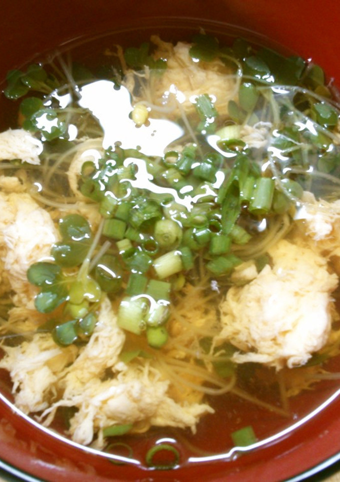 簡単 朝食 かいわれ 卵の お吸い物＊゜-レシピのメイン写真