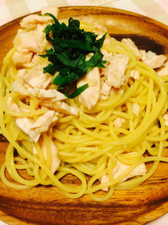 簡単!サラダチキンの柚子胡椒パスタ-レシピのメイン写真