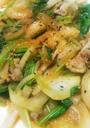 豚肉と玉ねぎと三つ葉の炒め物♪-レシピのメイン写真