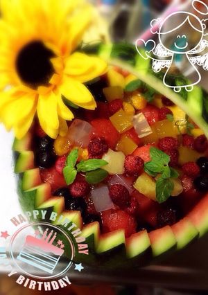 簡単 丸ごとスイカのフルーツポンチ-レシピのメイン写真