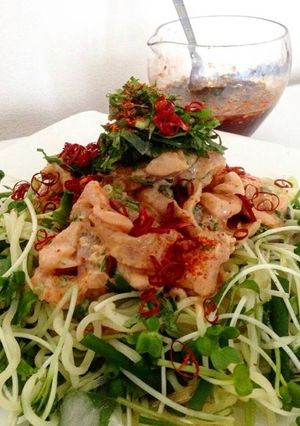 蒸し鶏の薬味いっぱいピリ辛冷やし中華-レシピのメイン写真
