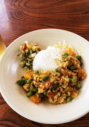 フライパン1つで簡単夏野菜のキーマカレー-レシピのメイン写真
