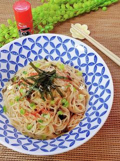 ひとりランチに!塩昆布の釜玉そうめん-レシピのメイン写真