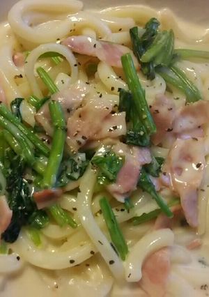 チーズ大好き！うどんカルボナーラ♪-レシピのメイン写真