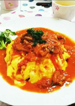 卵破れても大丈夫！トマトで簡単オムハヤシ-レシピのメイン写真