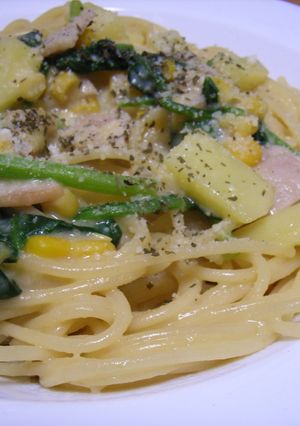 コーンクリームスパゲッティ-レシピのメイン写真