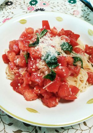 トマト沢山簡単冷製パスタ★夏バテにも◎-レシピのメイン写真